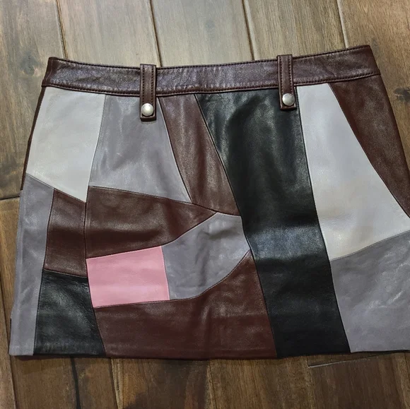 Coach Patchwork Mini Leather Skirt